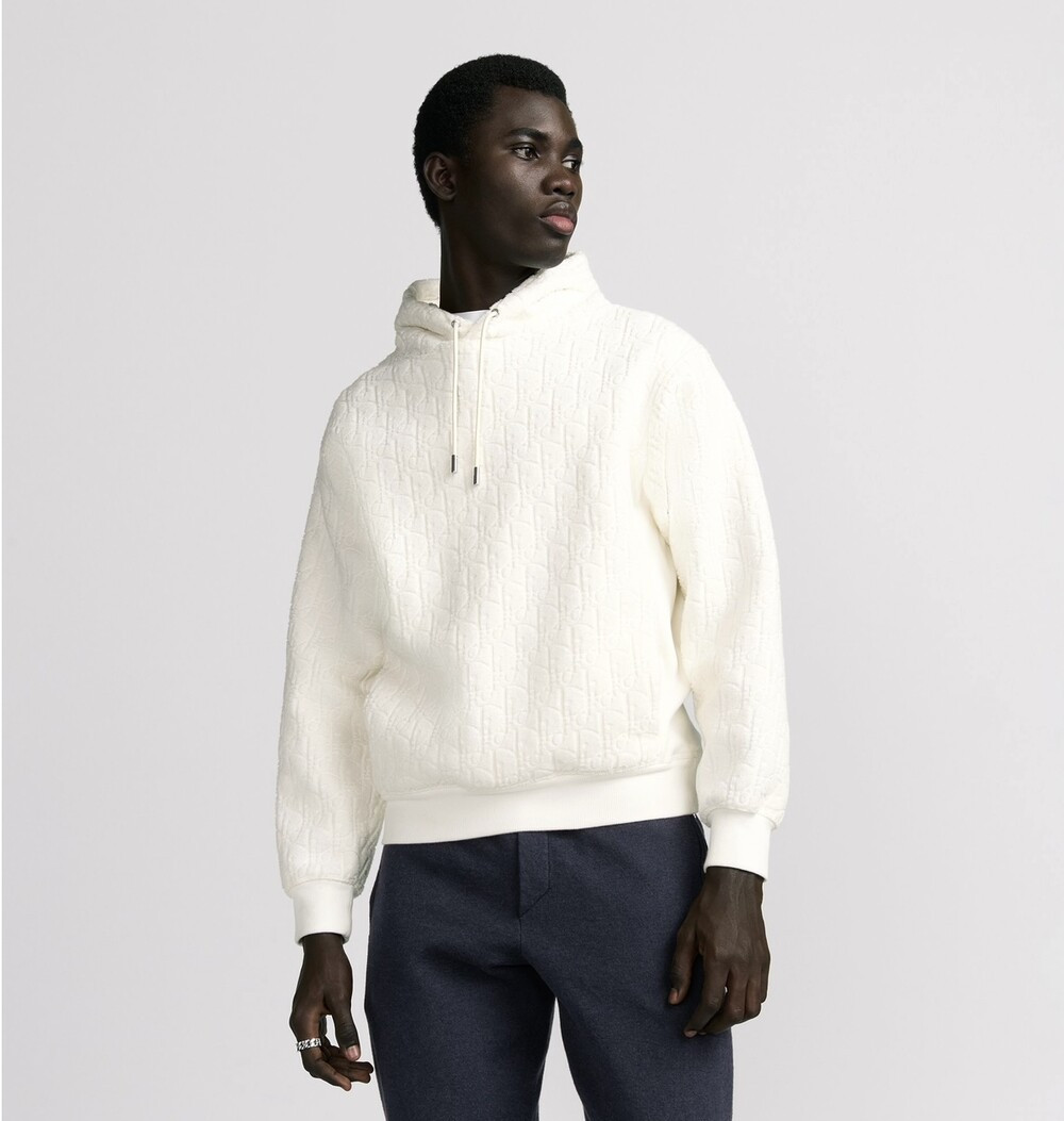 [럭스유] S / 디올 화이트 오블리크 테리 코튼 후드 스웨트셔츠 113J631A0684_C020