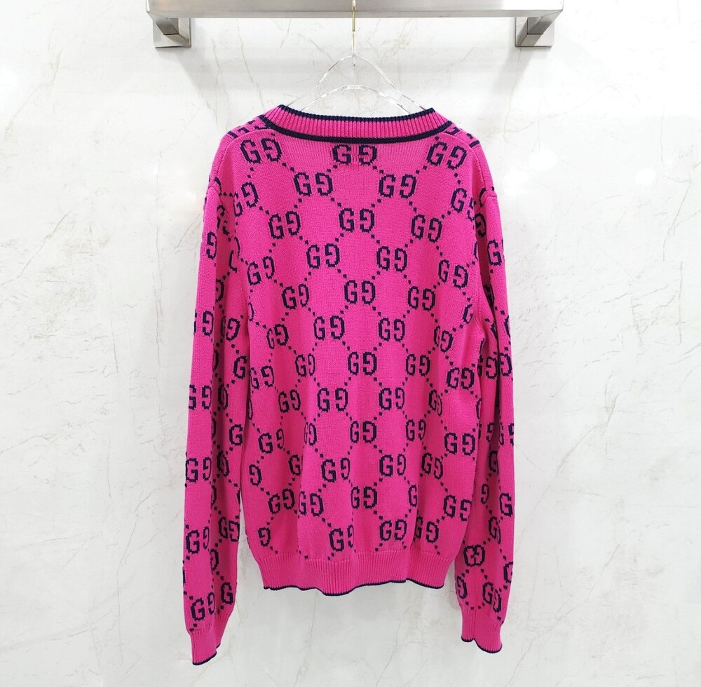 [럭스유] (새상품) L / 구찌 핑크 GG 로고 코튼 가디건