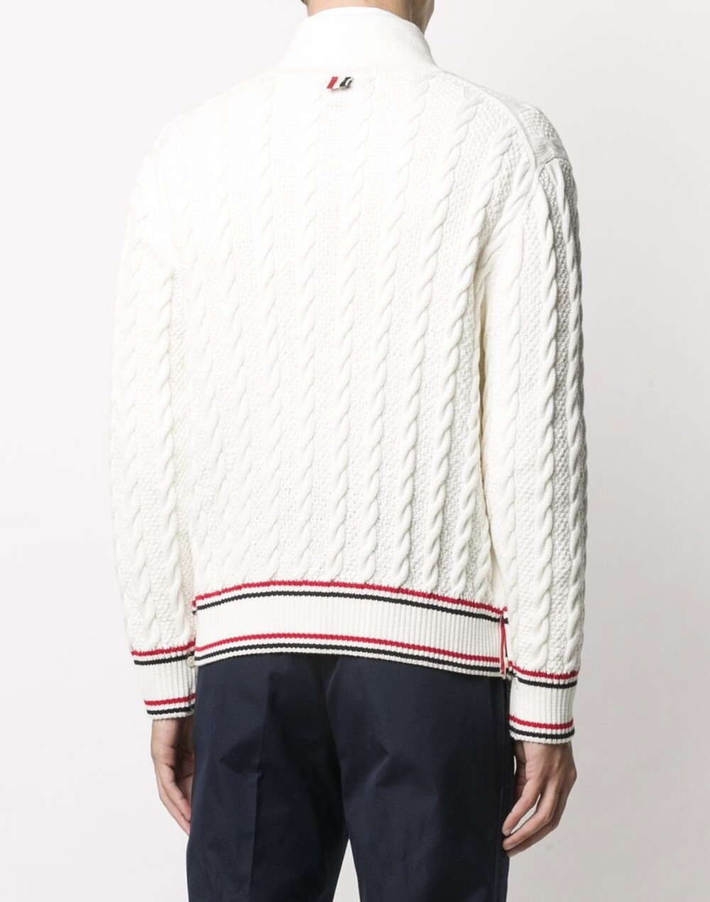 [럭스유] 4 / 톰브라운 삼선 헤리티지 케이블 가디건 화이트 MKJ066A