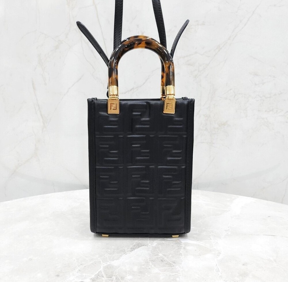 [럭스유] 펜디 블랙 미니 선샤인 FF 쇼퍼 레더백