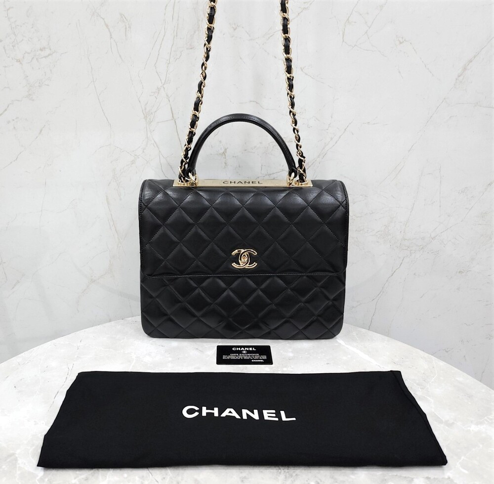 [럭스유] 샤넬 블랙 트렌디 CC 라지 탑핸들 체인 숄더백 23번대 A92237