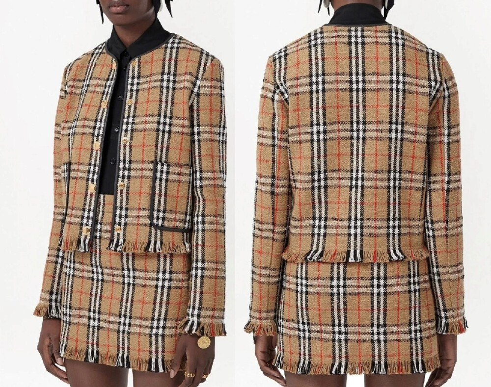 [럭스유] (새상품) 38,42 / 버버리 체크 부클레 자켓 스커트 셋업