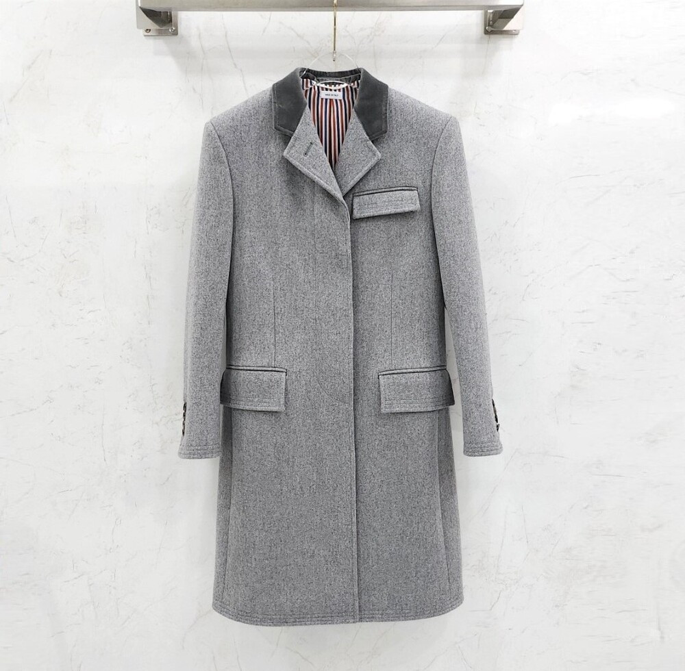 [럭스유] (새상품) 36 / 톰브라운 그레이 삼선 울 코트 F0C300A