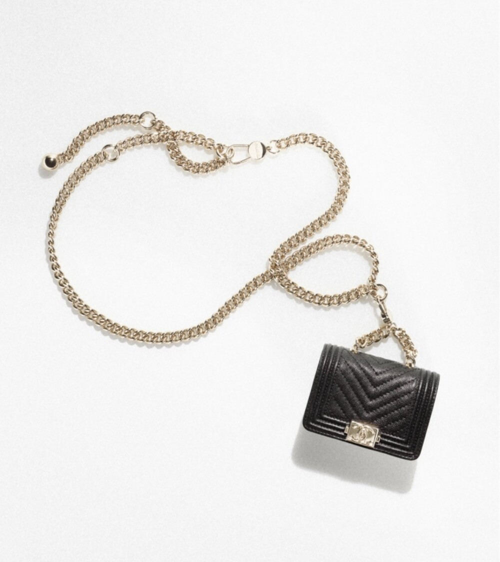 [럭스유] (새상품) 샤넬 보이 미니 벨트백 카프스킨 쉐브론 블랙 AP2709