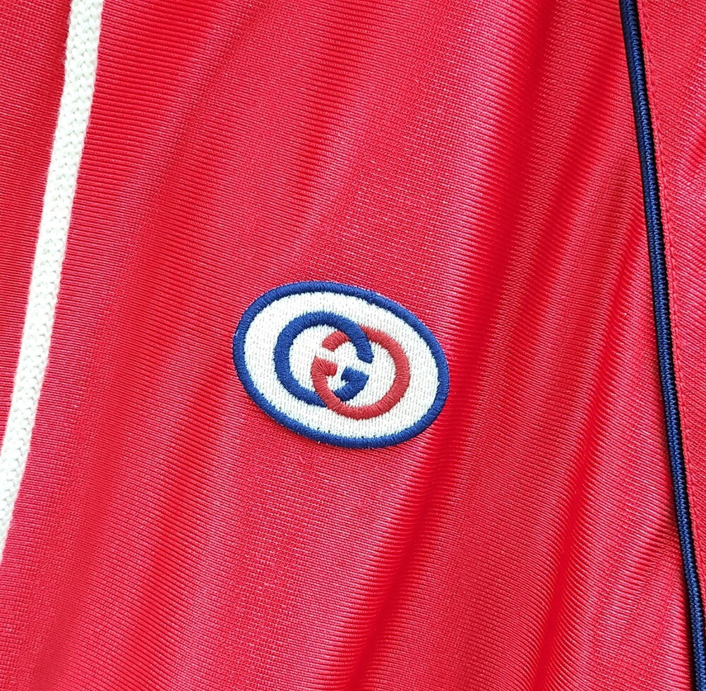 [럭스유] L / 구찌 GG 웹 디테일 테크니컬 삼선 저지 후드티 653373