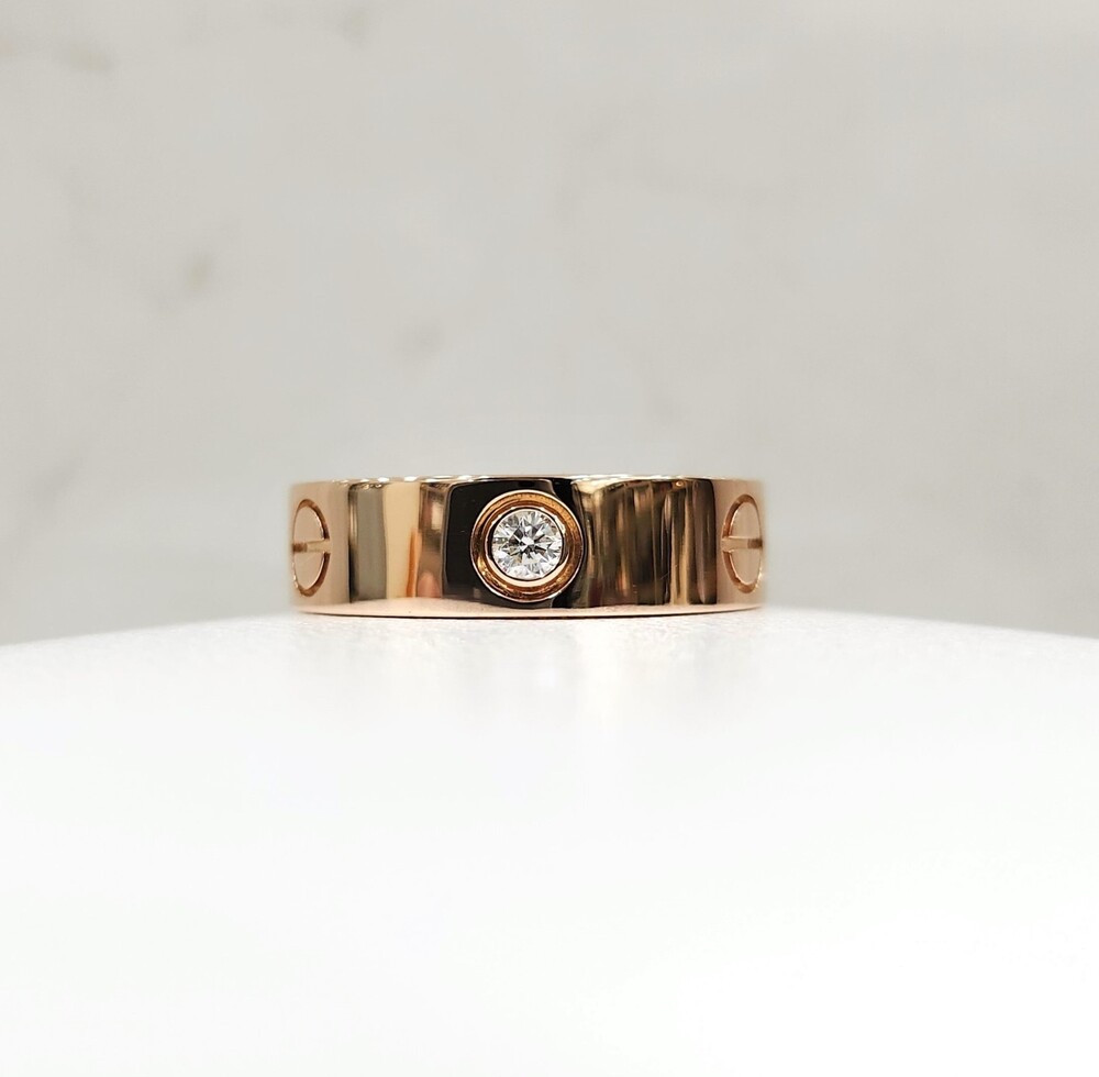 [럭스유] 까르띠에 다이아 3P 클래식 러브밴드 링 18K 핑크골드 52호