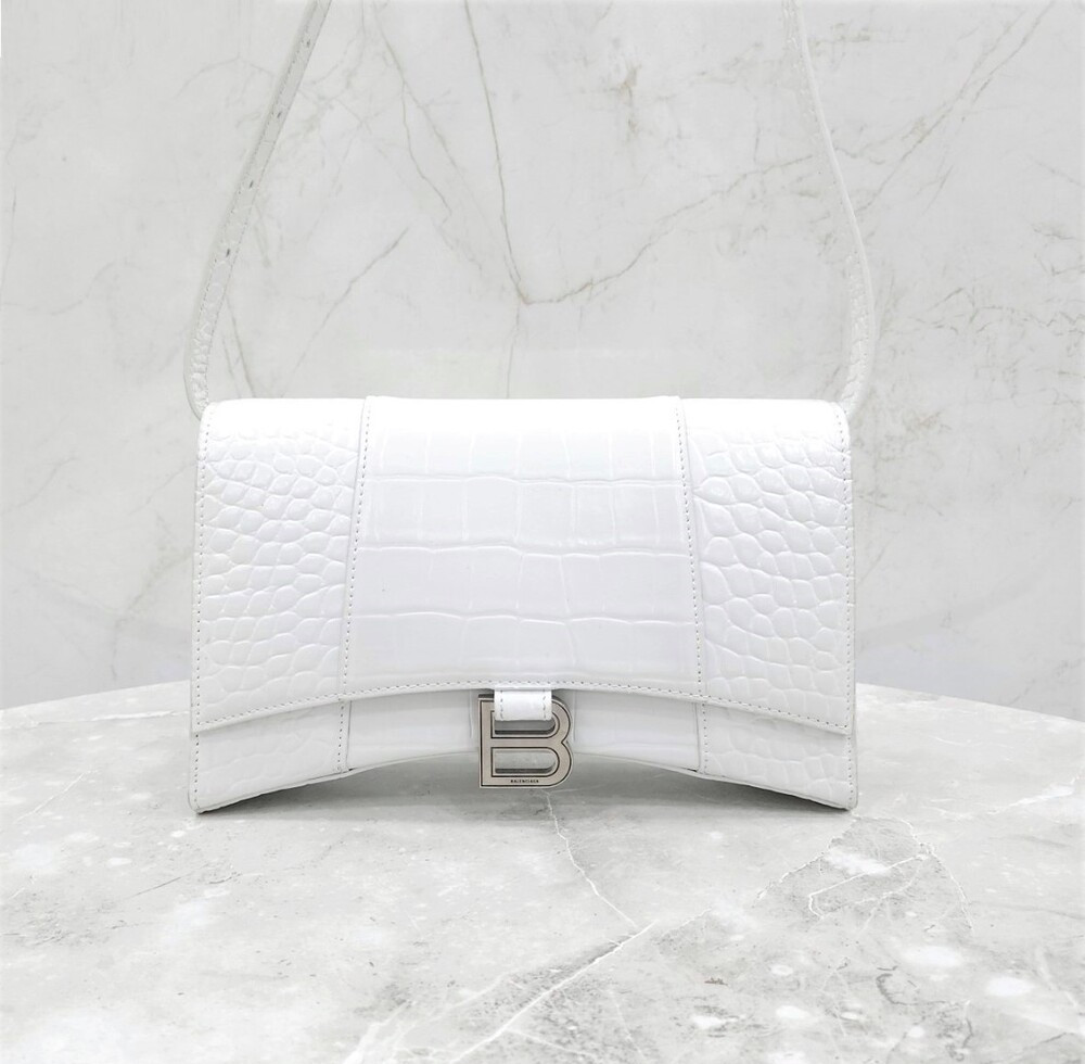 [럭스유] 발렌시아가 아워글래스 크록 엠보시드 레더 숄더백