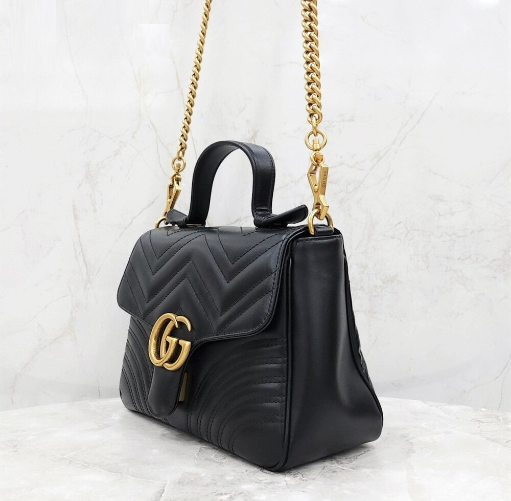 [럭스유] (새상품) 구찌 GG 마몽 블랙 탑핸들 체인 숄더백 498110