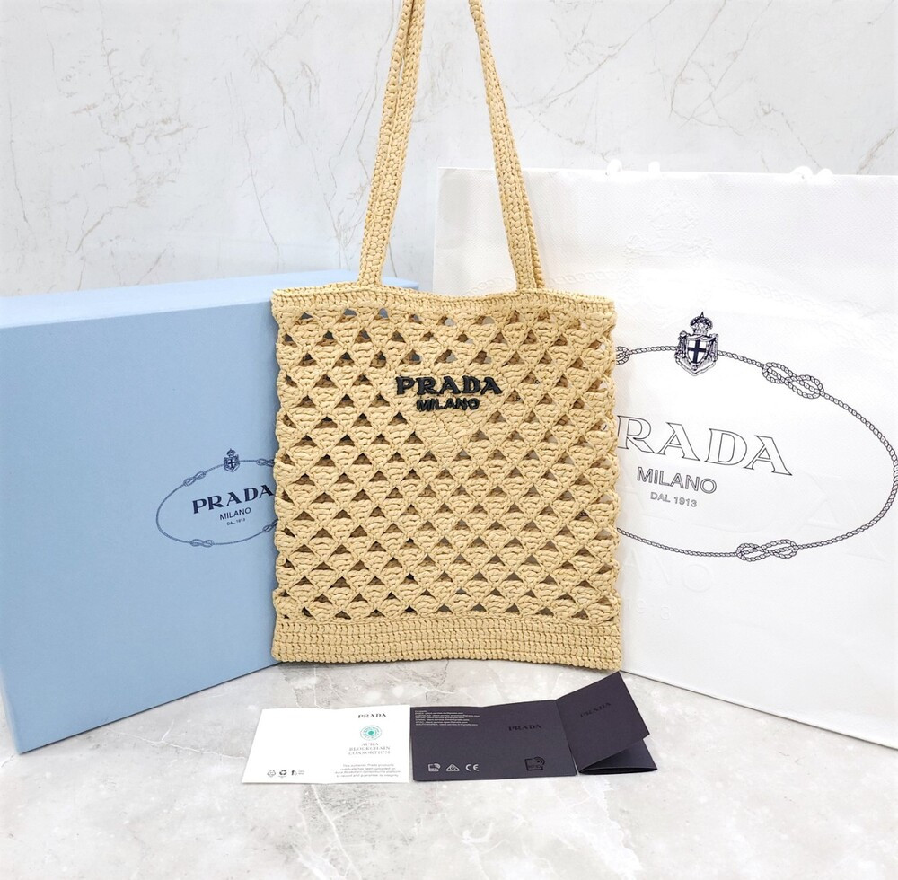 [럭스유] (새상품) 프라다 우븐 크로셰 토트백 1BG493