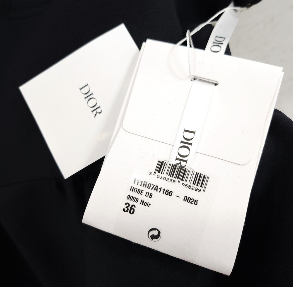 [럭스유] (새상품) 36 / 디올 CD 버튼 피디드 드레스 블랙 울실크 111R07A1166_X9009