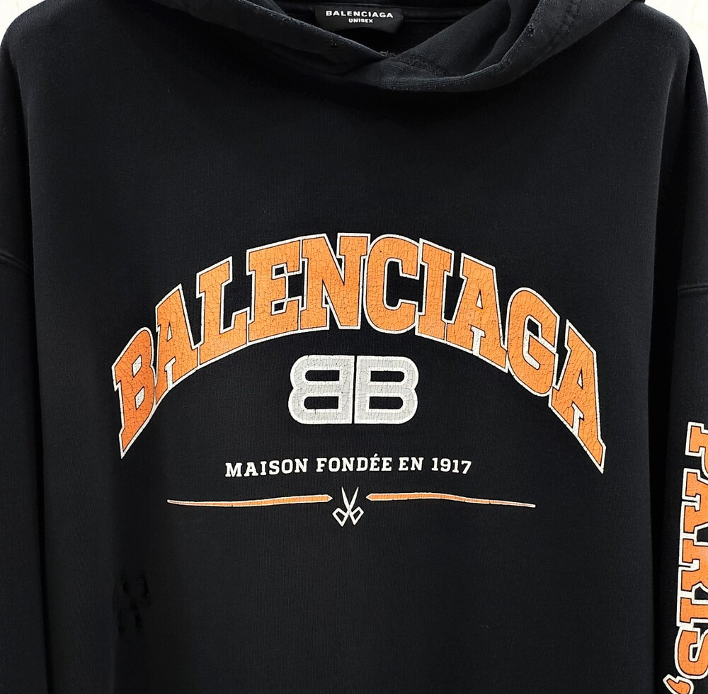 [럭스유] S / 발렌시아가 빈티지 메종 BB로고 오버 후드티