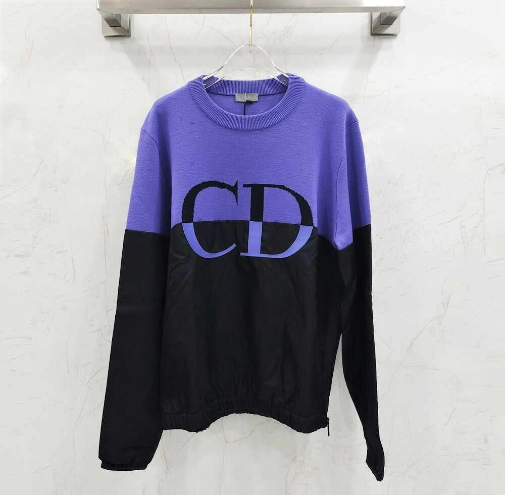 [럭스유] (새상품) L / 디올 울 나일론 CD 로고 퍼플 니트