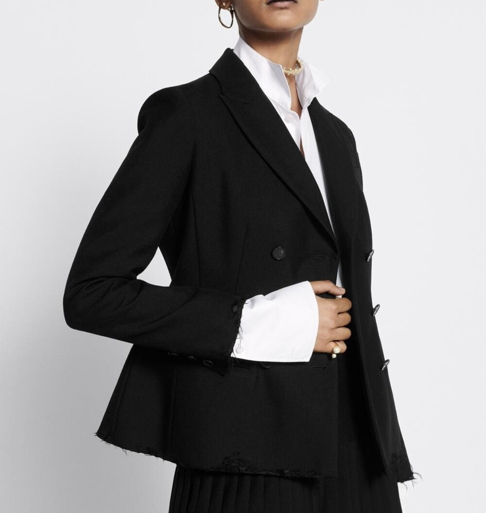 [럭스유] (새상품) 40 / 디올 여성 피티드 블랙 울 모헤어 자켓 421V62A1030