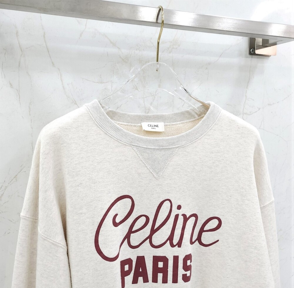 [럭스유] S / 셀린느 파리 코튼 플리스 맨투맨 베이지 멜란지 2Y87D649W