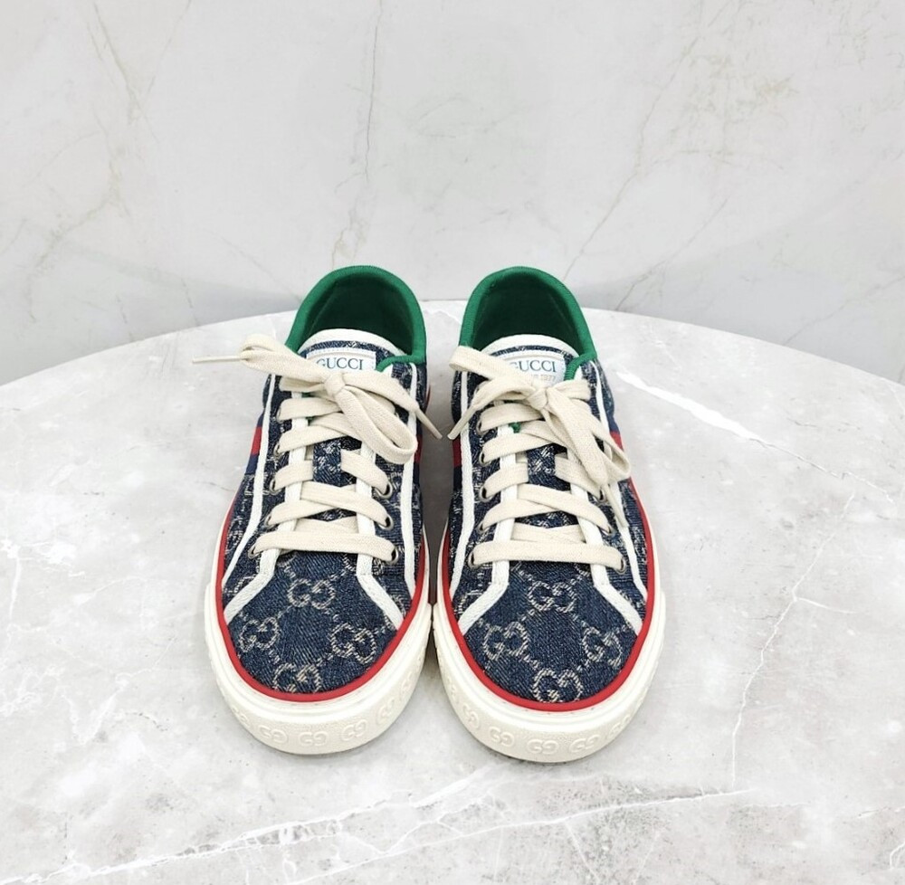 [럭스유] 36.5 / 구찌 GG 자카드 데님 테니스 1977 스니커즈 606111