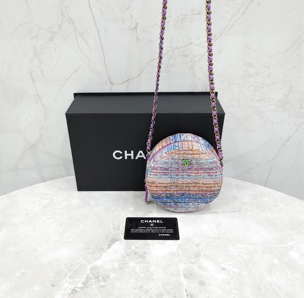 [럭스유] 샤넬 CC 로고 트위드 멀티컬러 라운드 동그리 체인백