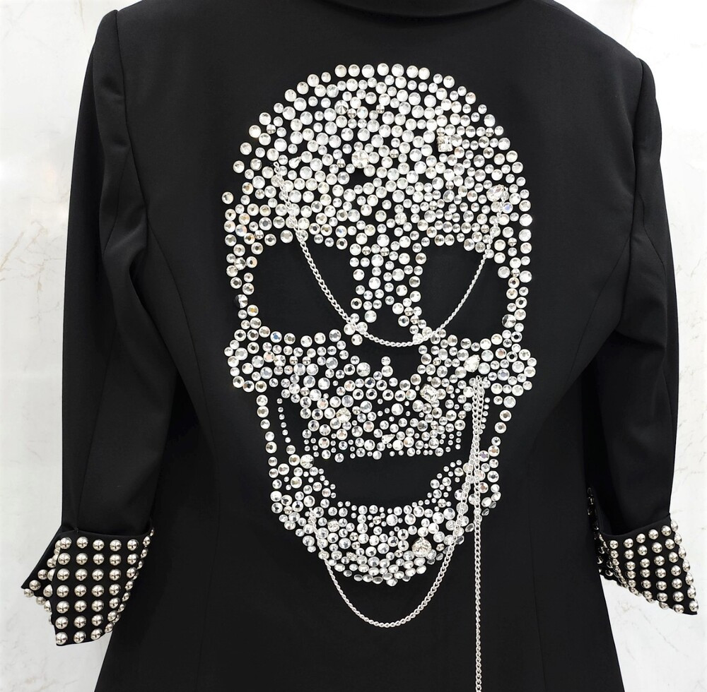 [럭스유] XS / 필립플레인 블랙 스와로브스키 스컬 스터드 자켓