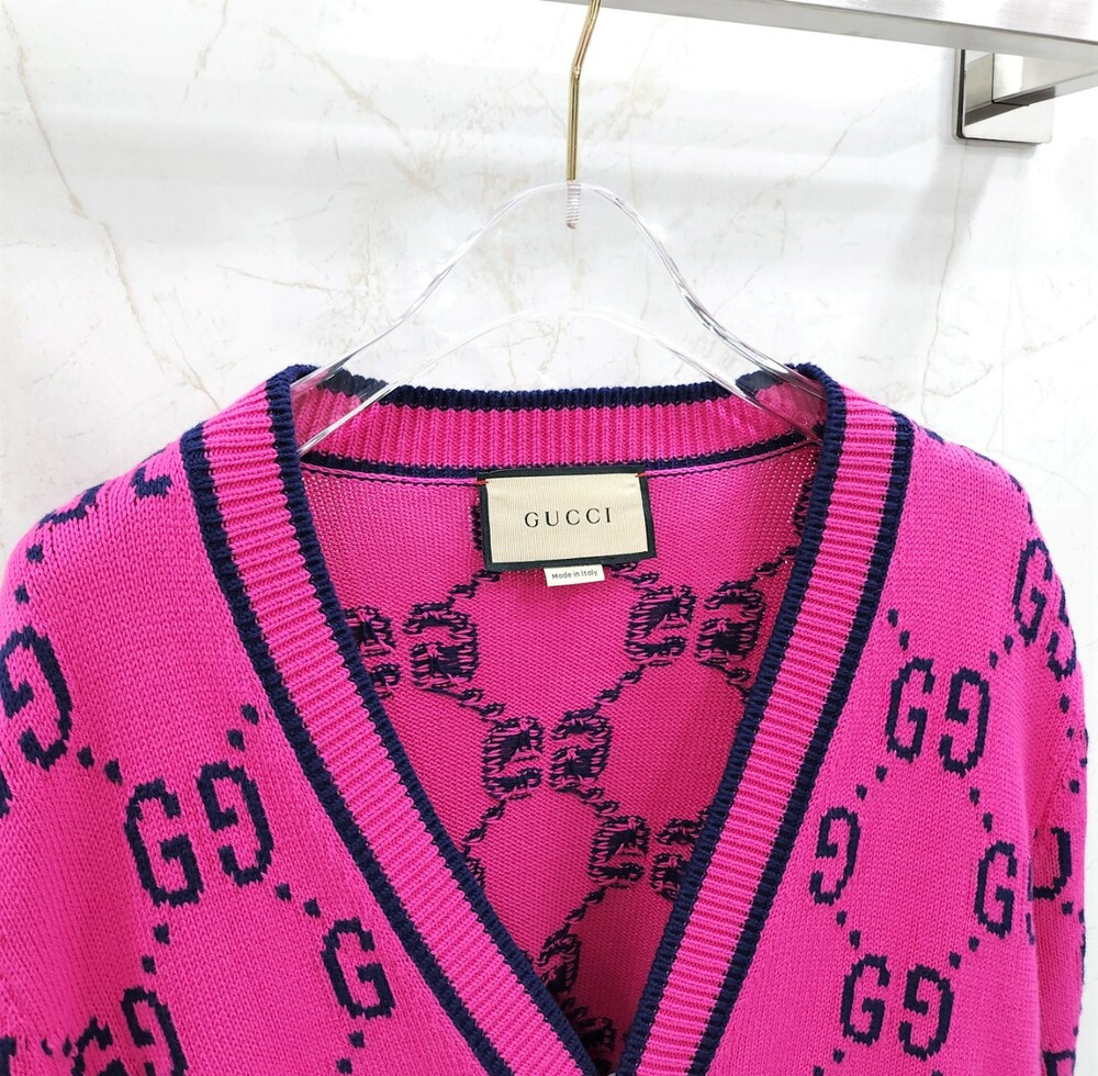[럭스유] (새상품) L / 구찌 핑크 GG 로고 코튼 가디건