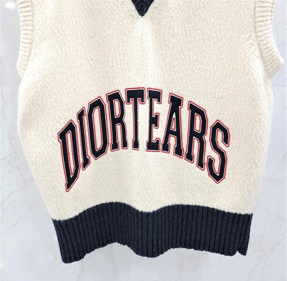 [럭스유] (새상품) M / 디올 X 데님 티어스 울 코튼 자카드 스웨터 베스트