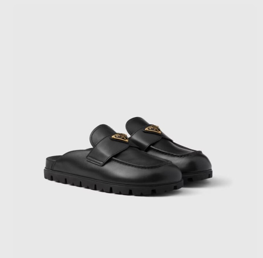 [럭스유] 37.5 / 프라다 삼각로고 레더 뮬 블랙 1S430N