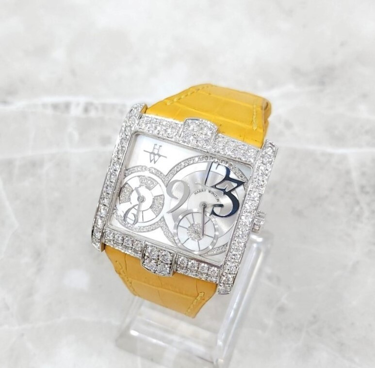 [럭스유] 해리윈스턴 다이아 화이트골드 엘리게이터 스트랩 시계