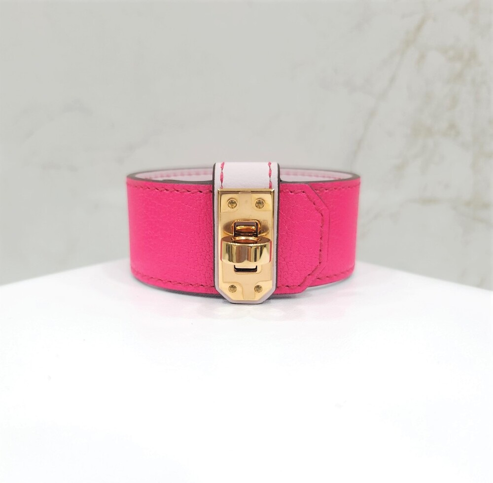 [럭스유] 에르메스 핑크 켈리 트위스트 레더 팔찌 S