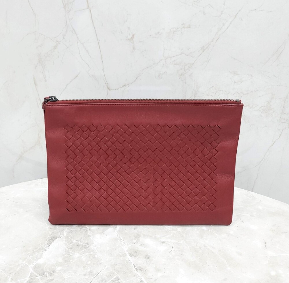 [럭스유] 보테가베네타 레드 인트레치아토 위빙 스트랩 클러치백
