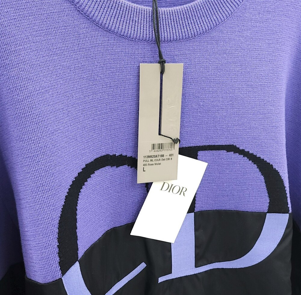 [럭스유] (새상품) L / 디올 울 나일론 CD 로고 퍼플 니트