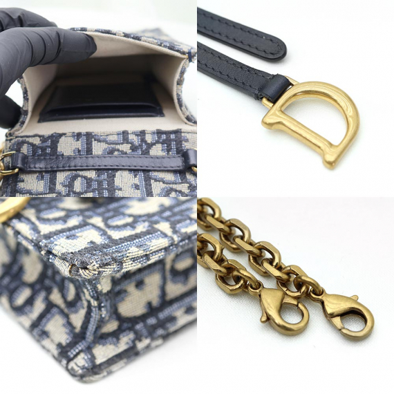 Dior(크리스챤디올) S5641CTZQ_M928 블루 오블리크 자가드 새들 버티컬 파우치 크로스백