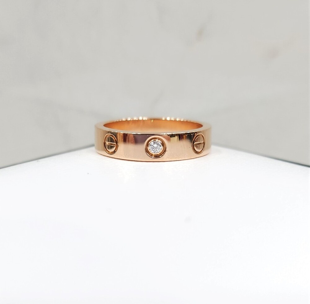 [럭스유] 까르띠에 다이아 1P 러브밴드 링 49호 18K 로즈골드