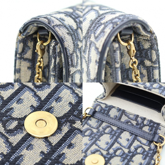 Dior(크리스챤디올) S5641CTZQ_M928 블루 오블리크 자가드 새들 버티컬 파우치 크로스백