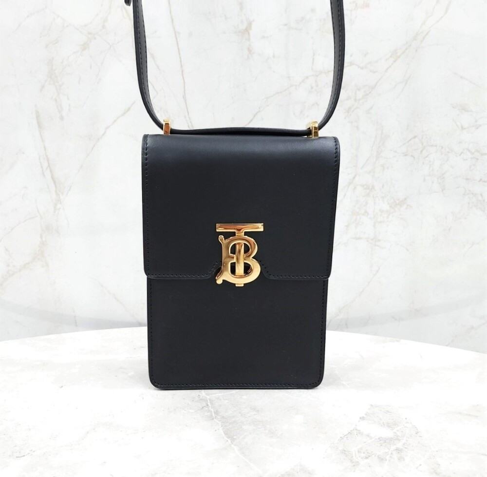 [럭스유] 버버리 블랙 스무스 금장 로빈 미니 숄더백 80330421