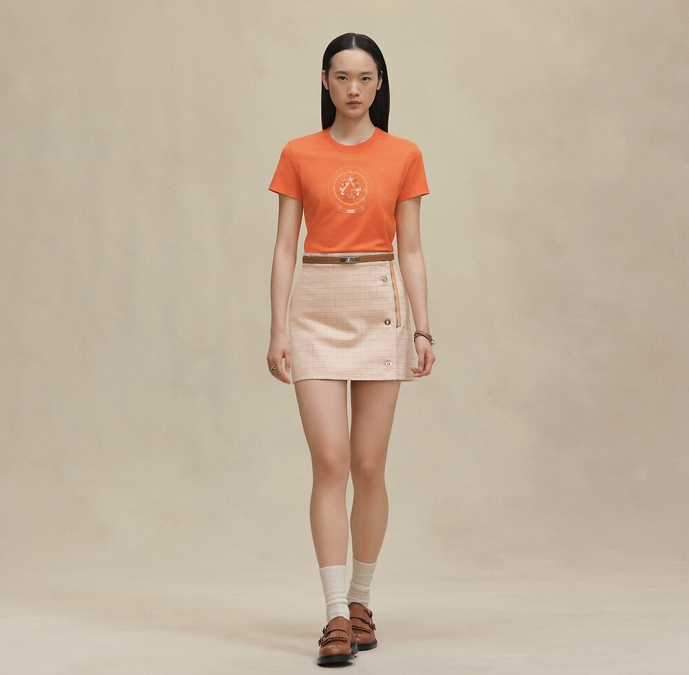 [럭스유] (새상품) 34 / 에르메스 프린티드 스트레이트 반팔 티셔츠