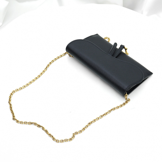 Dior(크리스챤디올) S5614CBAA_M900 블랙 레더 새들 SADDLE 파우치 WOC 체인 크로스백