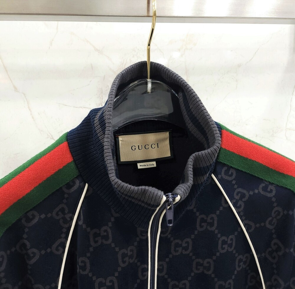 [럭스유] M / 구찌 GG 저지 코튼 집업 자켓 695955