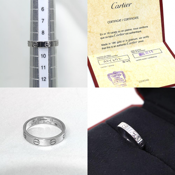 Cartier(까르띠에) B4085147 18K 750 화이트 골드 3MM 미니 러브링 반지 49호