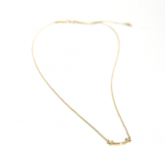 Tiffany&Co(티파니앤코) 63843385 18K 옐로우 골드 다이아 티파니 T 스마일 미니 목걸이