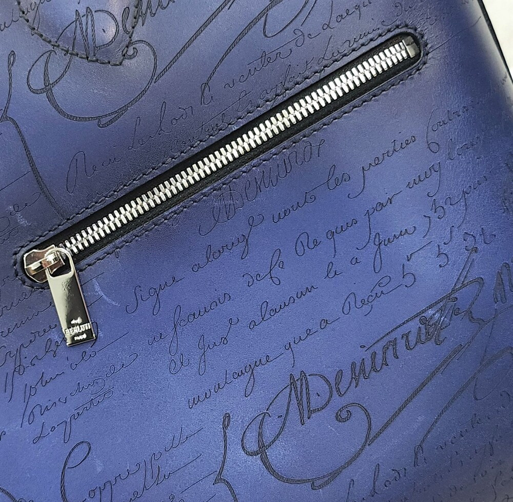 [럭스유] 벨루티 유토피아 블루 스크리토 레더 토트백