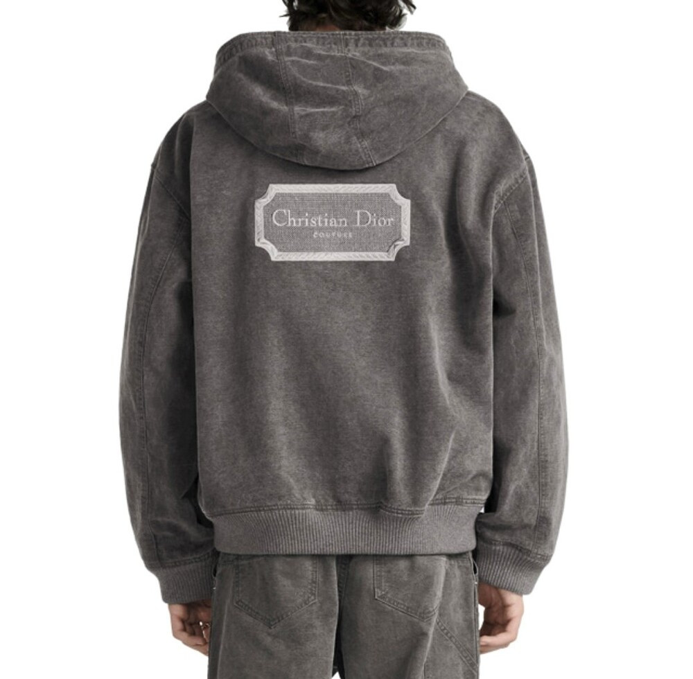 [럭스유] 52 / 디올 콘트라스트 쿠튀르 자수 지퍼 블루종 자켓