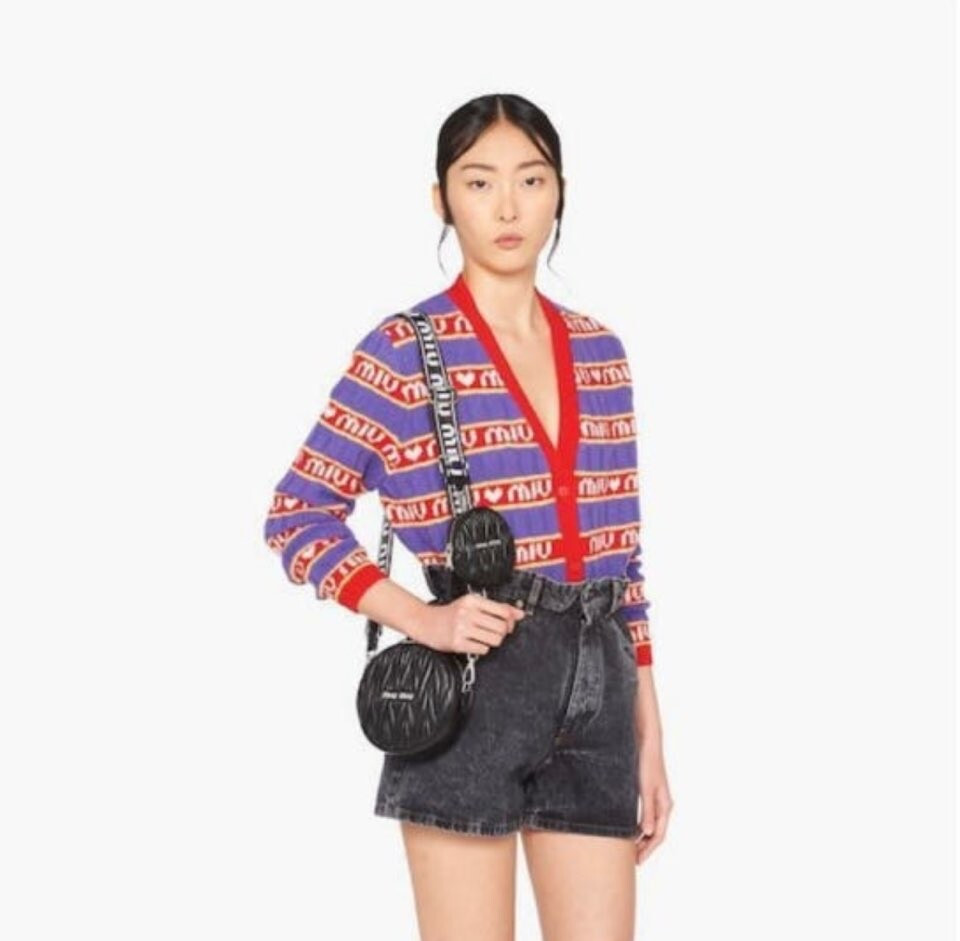 [럭스유] 미우미우 라운드 마틀라세 로고 스트랩 멀티 숄더백 5BH191