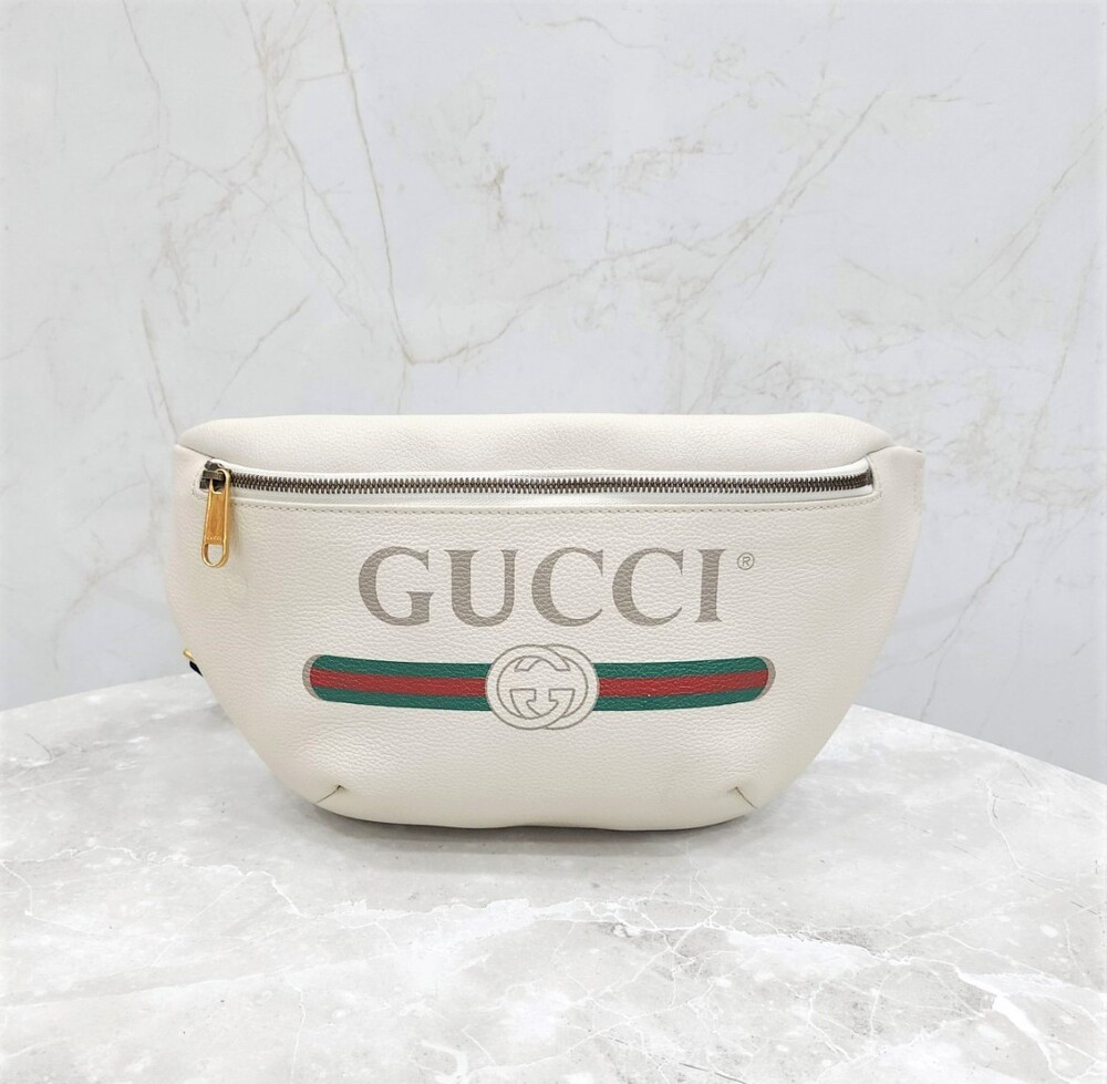 [럭스유] 구찌 띠로고 삼선 레더 힙색 530412