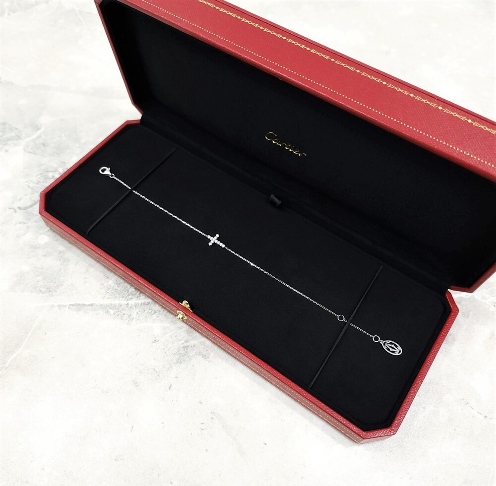 [럭스유] 까르띠에 다이아 심볼 체인 브레이슬릿 18K 화이트골드 B6040400