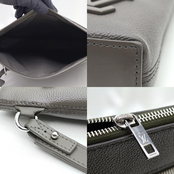 Louis Vuitton(루이비통) M81735 카키 레더 테이크 오프 아이패드 파우치 클러치