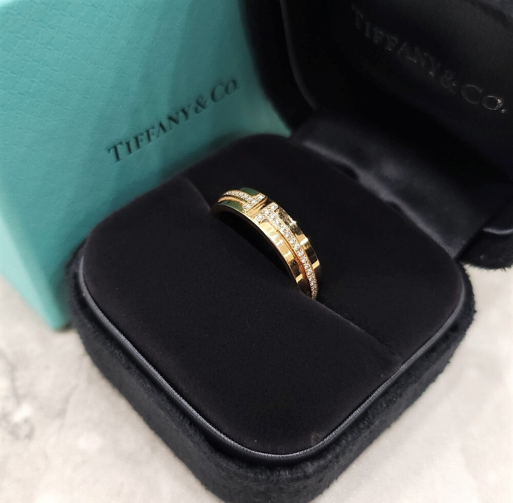 [럭스유] 티파니앤코 네로우 다이아몬드 링 18K 옐로우골드 국내11호