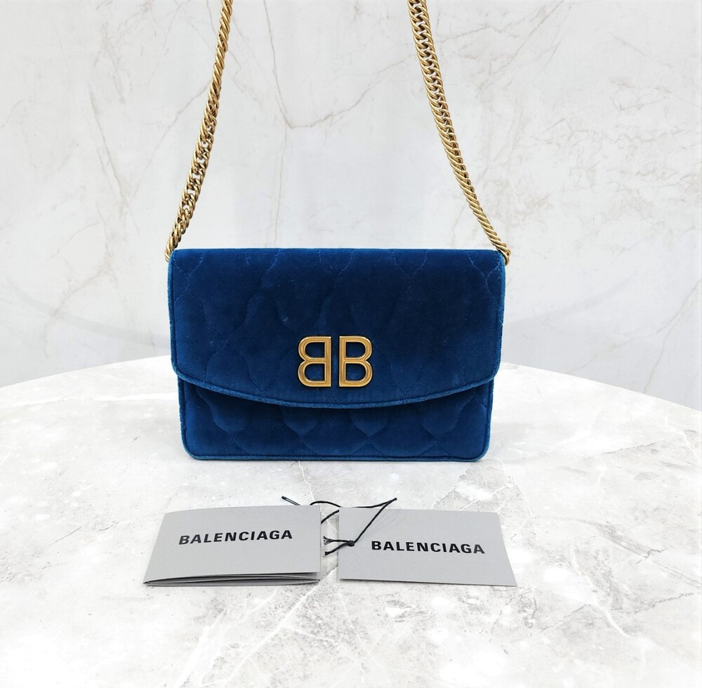 [럭스유] 발렌시아가 BB 월렛 체인 벨벳 숄더 크로스백