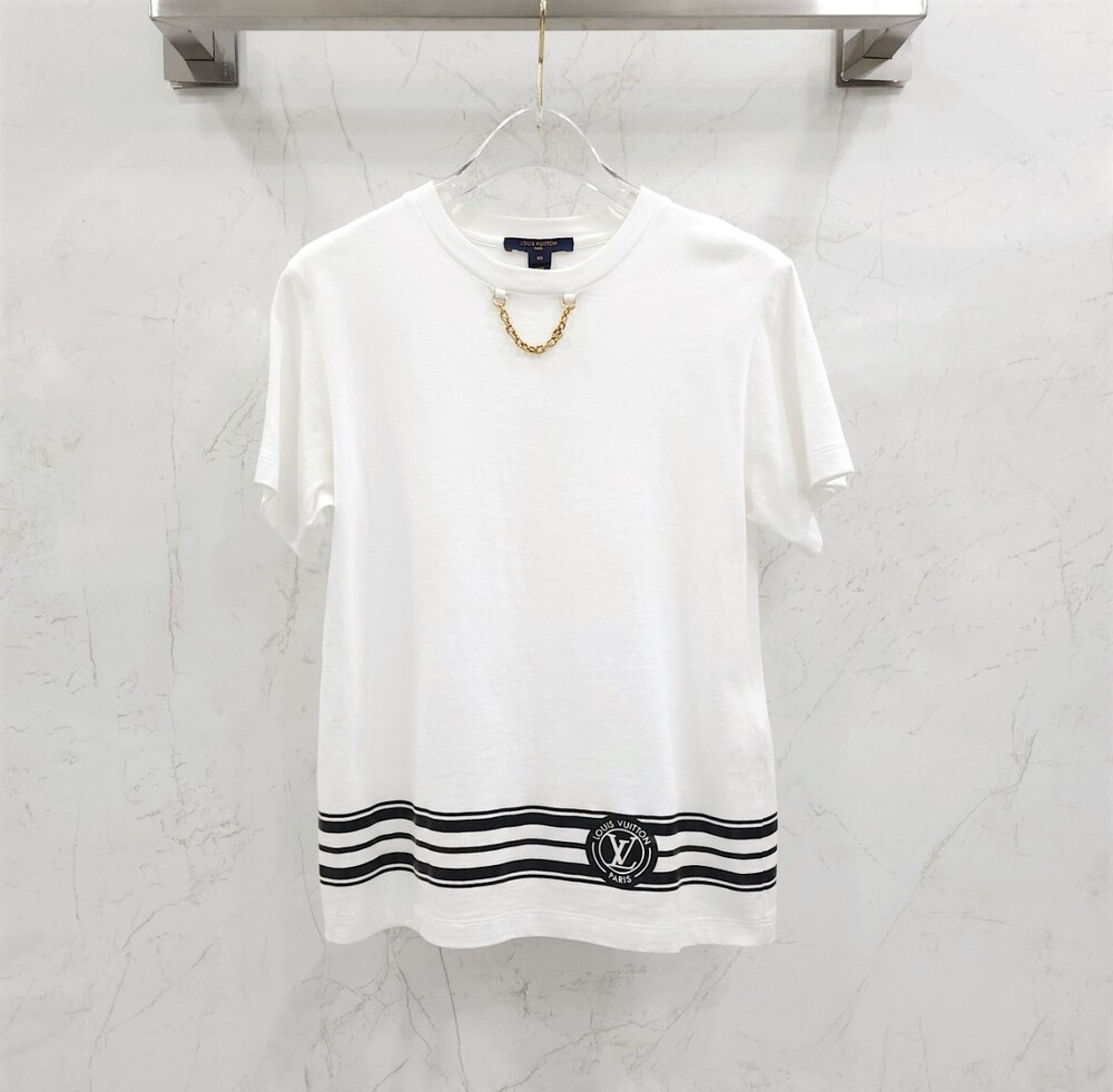 [럭스유] XS / 루이비통 LV 스트라이프 프린팅 체인 반팔 티셔츠
