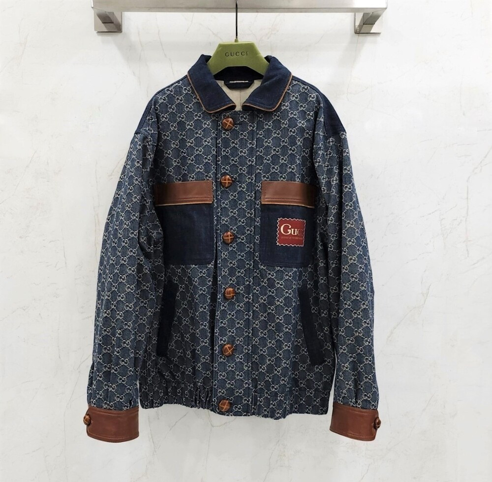 [럭스유] (새상품) 48 / 구찌 GG 에코 워시드 오가닉 봄버 데님 자켓