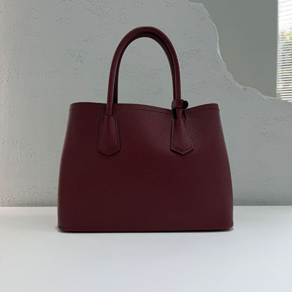 프라다 사피아노 두블레 금장 레드 토트백 B2756T