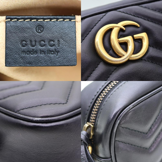 Gucci(구찌) 448065 블랙 마틀라세 GG 마몽 금장 미니 크로스백