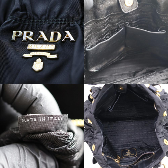Prada(프라다) BN1792 블랙 테수토 금장 로고 고프레 2WAY